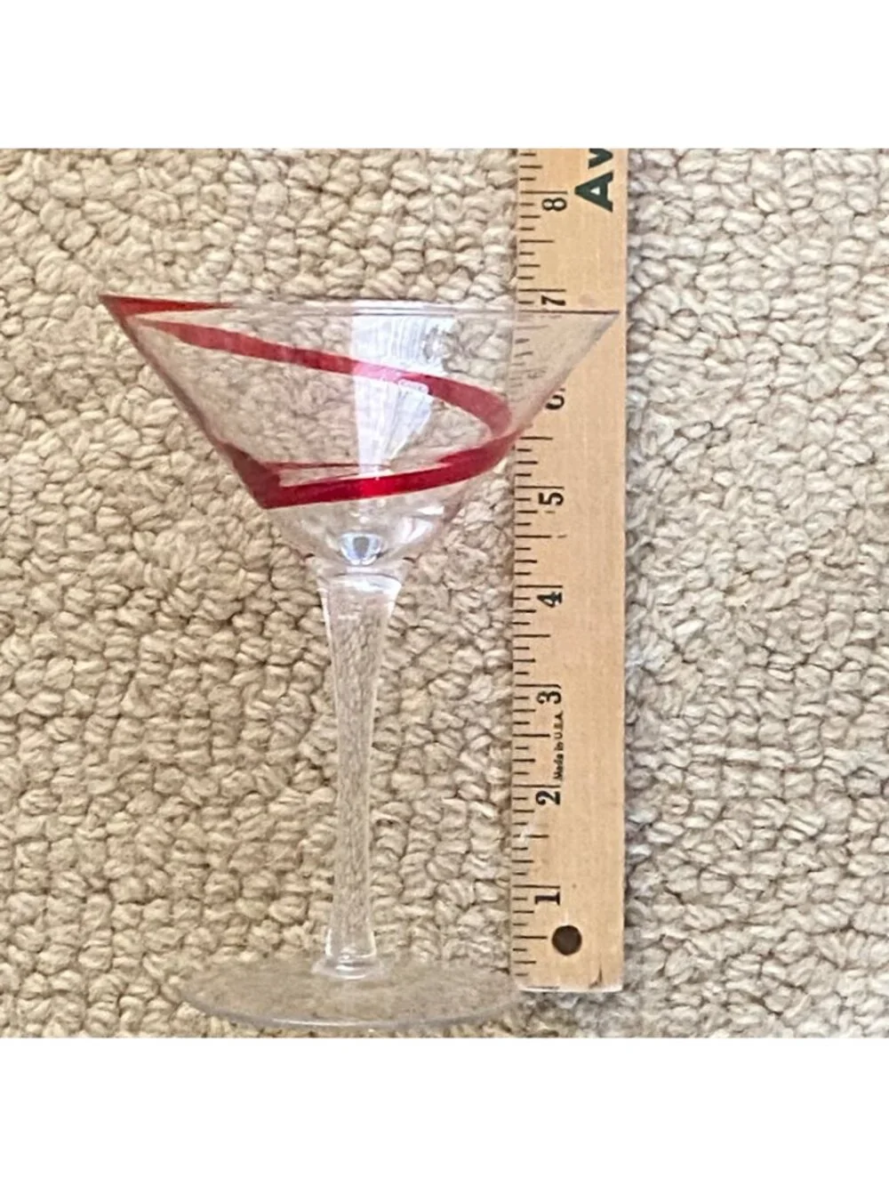 Martini Glass Swirline Red Pier 1 Swirl‎ Line Cosmopolitan Handblown Pier1 NLA